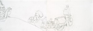 © Danica Phelps 2008, "IVF in India" (detail), etching, dry point, and collage, 11.75 x 189.75 inches, edition of 12. Price: $7,600