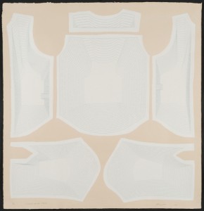 © Jean Shin, 2006, "Dimensions Variable (Shirt)", screenprint on handmade paper with paper pulp painting, 37.5" x 35" image, 40" x 38.5" sheet. Price: $2,500