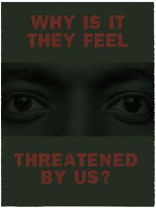 © Dread Scott, 2001, "BOOM! Threatened By US?".  Screenprint, 30" x 22.5" image and sheet.  Not available