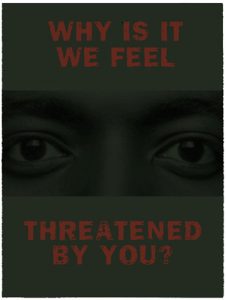 © Dread Scott, 2001, "BOOM! Threatened By You?".  Screenprint, 30" x 22.5" image and sheet.  Not available