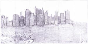 © Joan Linder, 2003, "may - december 2002". Six-panel etching, 35.37" x 70.5" whole, 35.375" x 11.75" each panel. Not available.