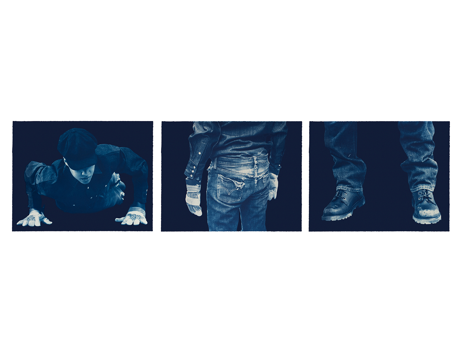 If Everybody's Work Is Equally Important? (I), 2017, cyanotype, 22 x 28 inches each image and sheet, suite of 3, edition of 12. Price:  $10,000.