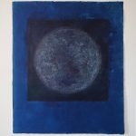 Kate Liebman, "moon ix," 2021; Etching and cyanotype on Japanese mulberry paper; 22” x 25.5” image and sheet; Unique; $800 unframed